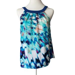 Worthington Blue Sleeveless Graphic Tank Top